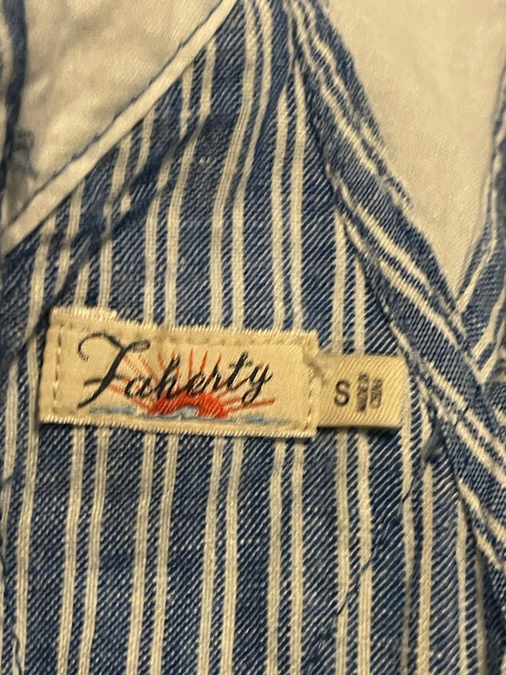 Faherty Light Blue Striped Women’s Overalls - Picture 7 of 8